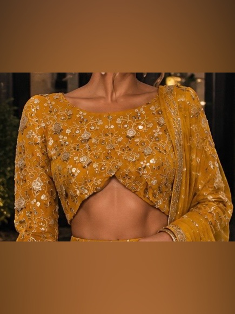 Embroidered Yellow Women’s Crop Top (Indian Lehenga blouse only)